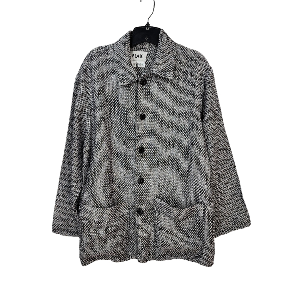 Flax Women's 100% Linen Textured Knit Button Jacket- S